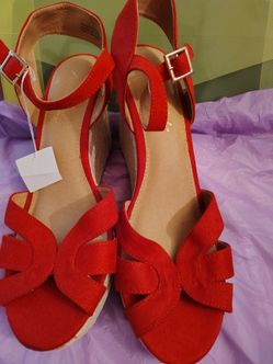 Red American Eagle Heeled Wedges