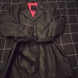 Women's Genuine Leather Trench Large