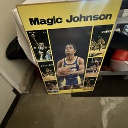 Magic Johnson LA Lakers Vintage Style collage 