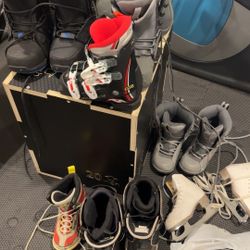 Some Burton Snowboards Boots and others.