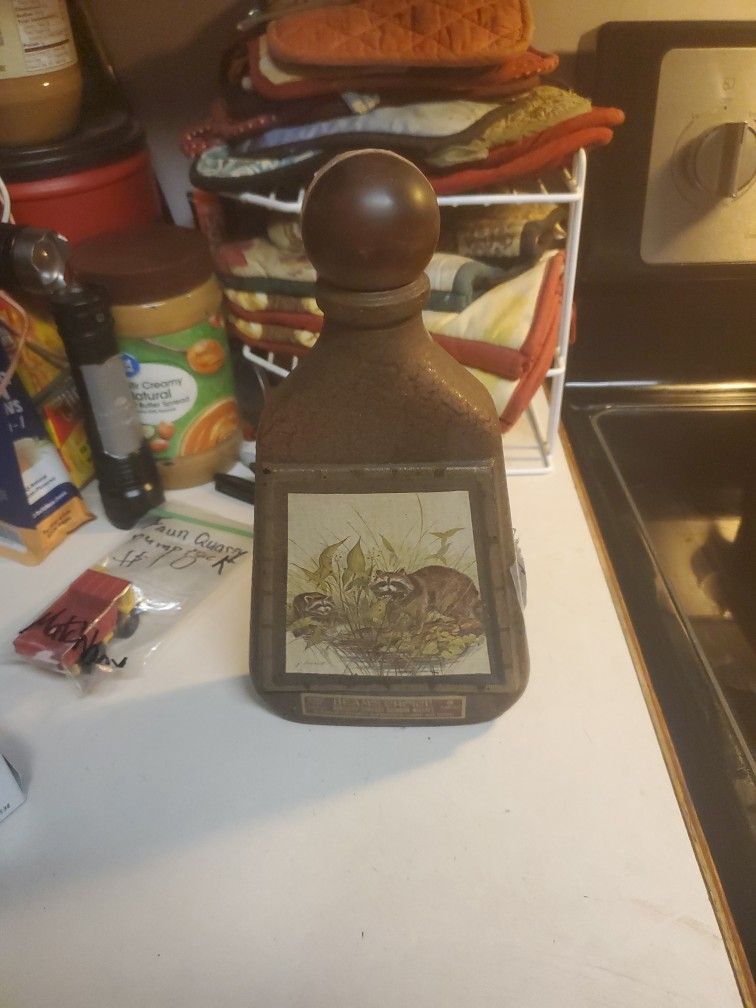 Vintage Jim Beam Decanter/With A Raccoon Wildlife Design