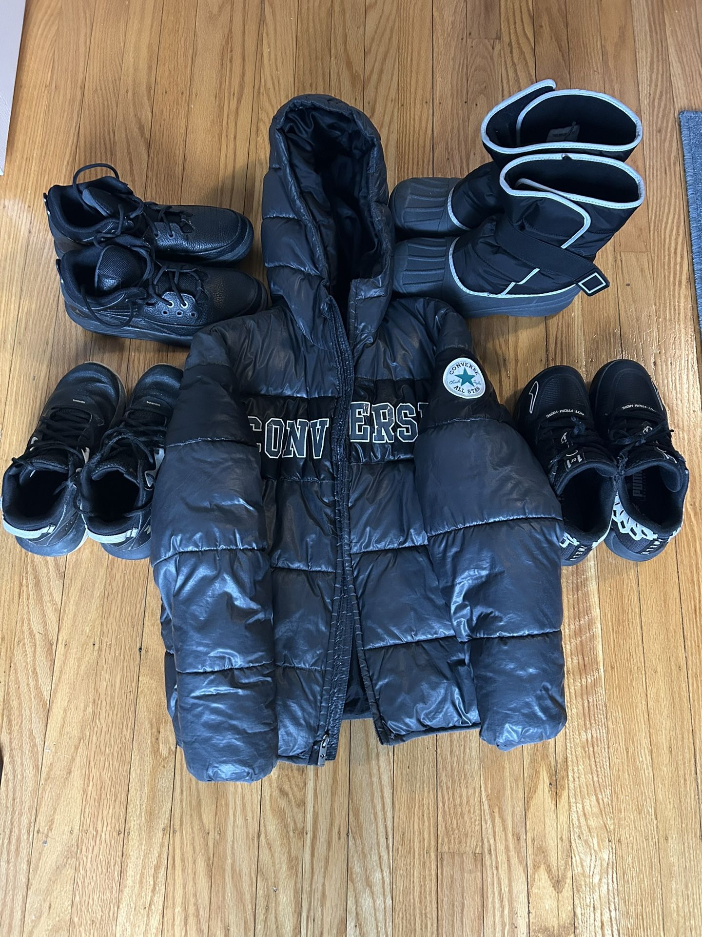 Boys Winter Coat, Boots And Sneakers