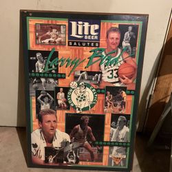 Larry Bird. Miller lite Hard  hard bar poster