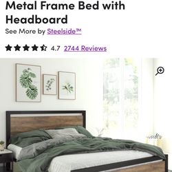 Metal Frame Bed With HeadBoard