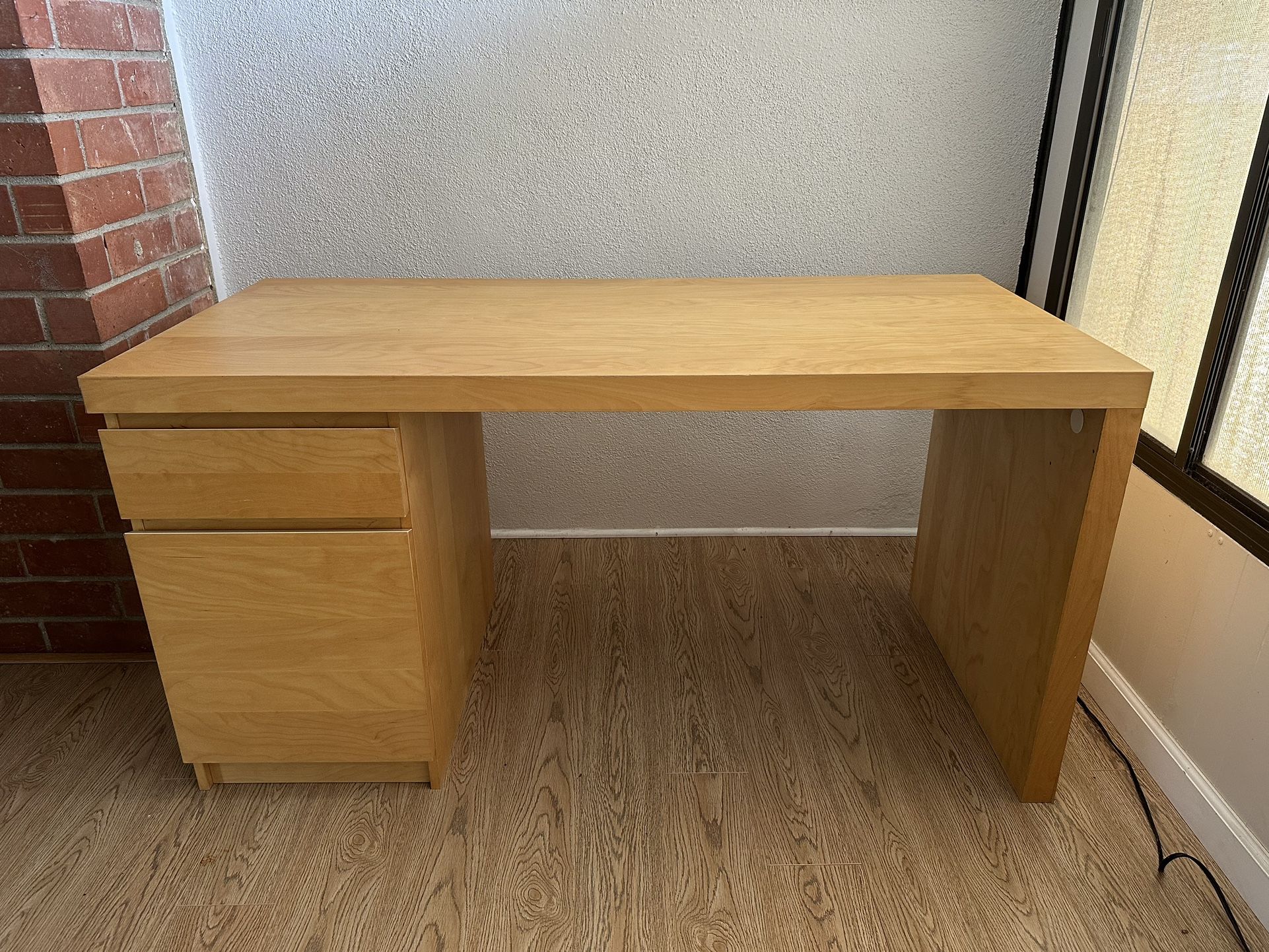 IKEA Malm Desk with Storage Natural Wood retail $200