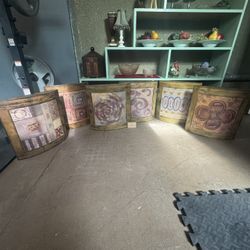 6- Beautiful decorative wall art featuring a rustic, abstract design All For $65