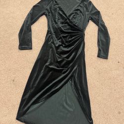 New large black velvet stretchy ruched short Coctail dress long sleeve