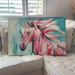 Beautiful Multi Pink Horse Canvas Artwork