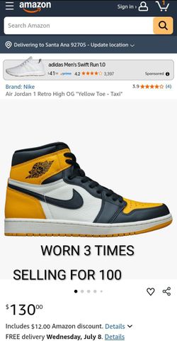 Jordan 1 yellow black white worth 130 but selling for 100