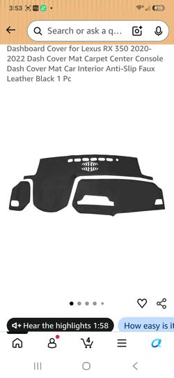 Lexus RX (contact info removed)-2022 Black Faux Leather Dash Cover