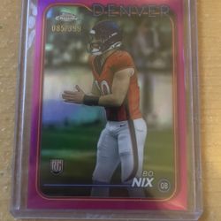 2024 Topps Chrome - Rookies Bo Nix #206 Pink Refractor (RC) 158/399