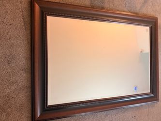 Rectangular Wall Mirror with Wood Frame