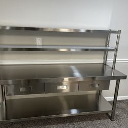 YITAHOME 72"x24" StainlessSteel Work Table with 3 Drawers