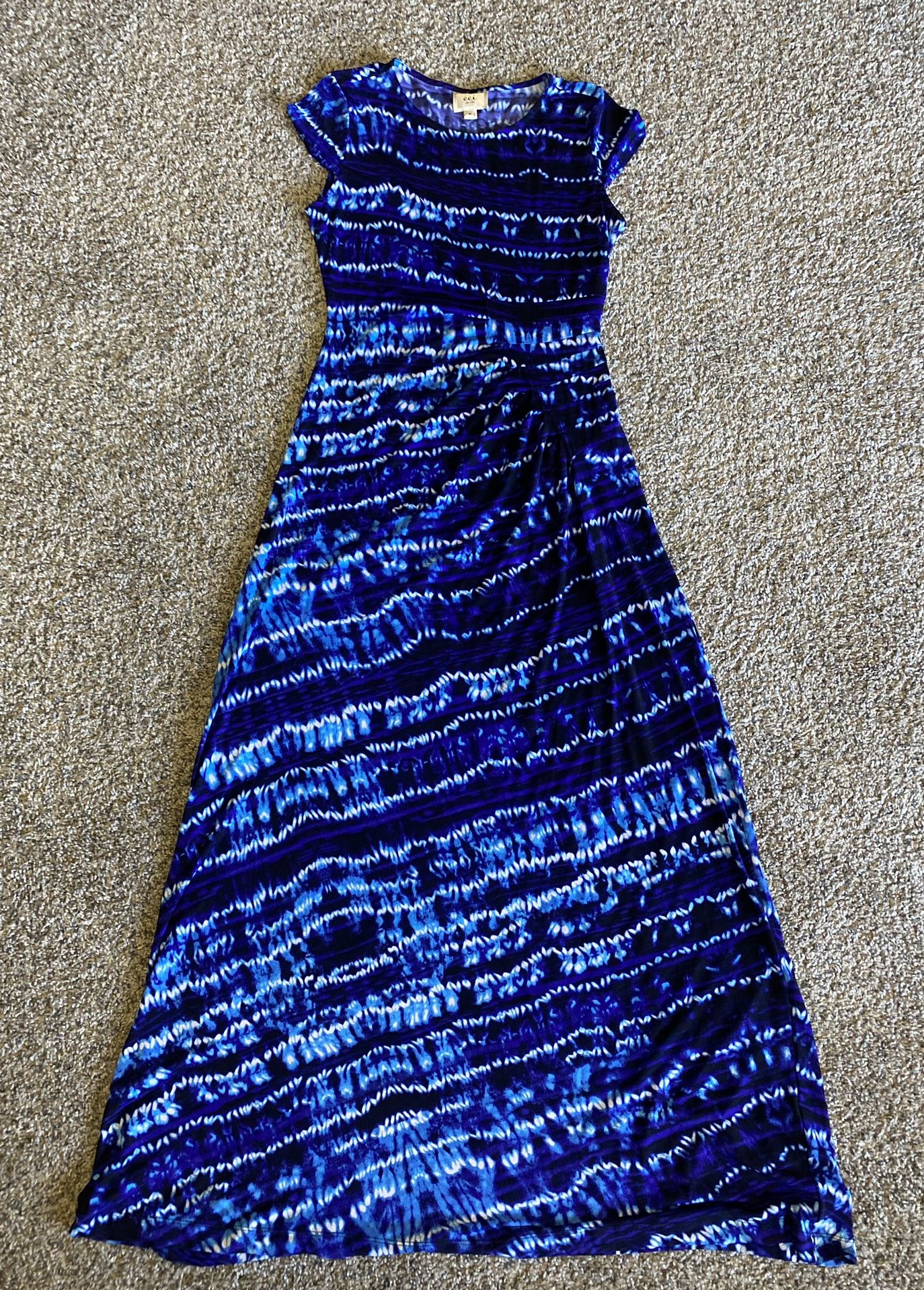 Blue Long Dress/ Short Sleeve