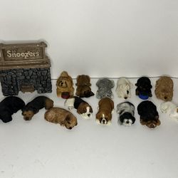 Sandicast Lil' Snoozers by Brue set fireplace sign 14 dogs