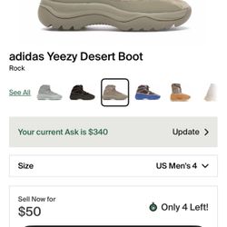 Yeezy Desert Boot Rock - Size 4 
