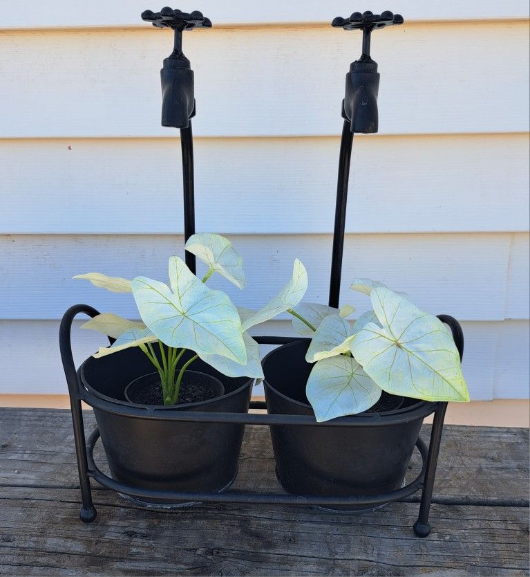 Metal Planter Pot Water Faucets, Garden Patio Home Decor
