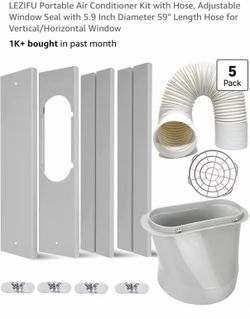 BRAND NEW: LEZIFU Portable Air Conditioner Kit with Hose, Adjustable Window Seal with 5.9 Inch Diameter 59" Length Hose for portable AC