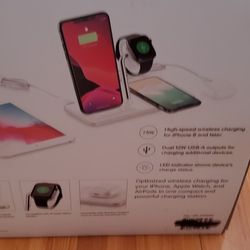 Brand New 3 in 1 Wireless Charging Station for Multiple Devices - Qi Wireless Charging Certified Pad - Apple Watch Charger 6,5,4,3,2 & AirPods Pro, iP