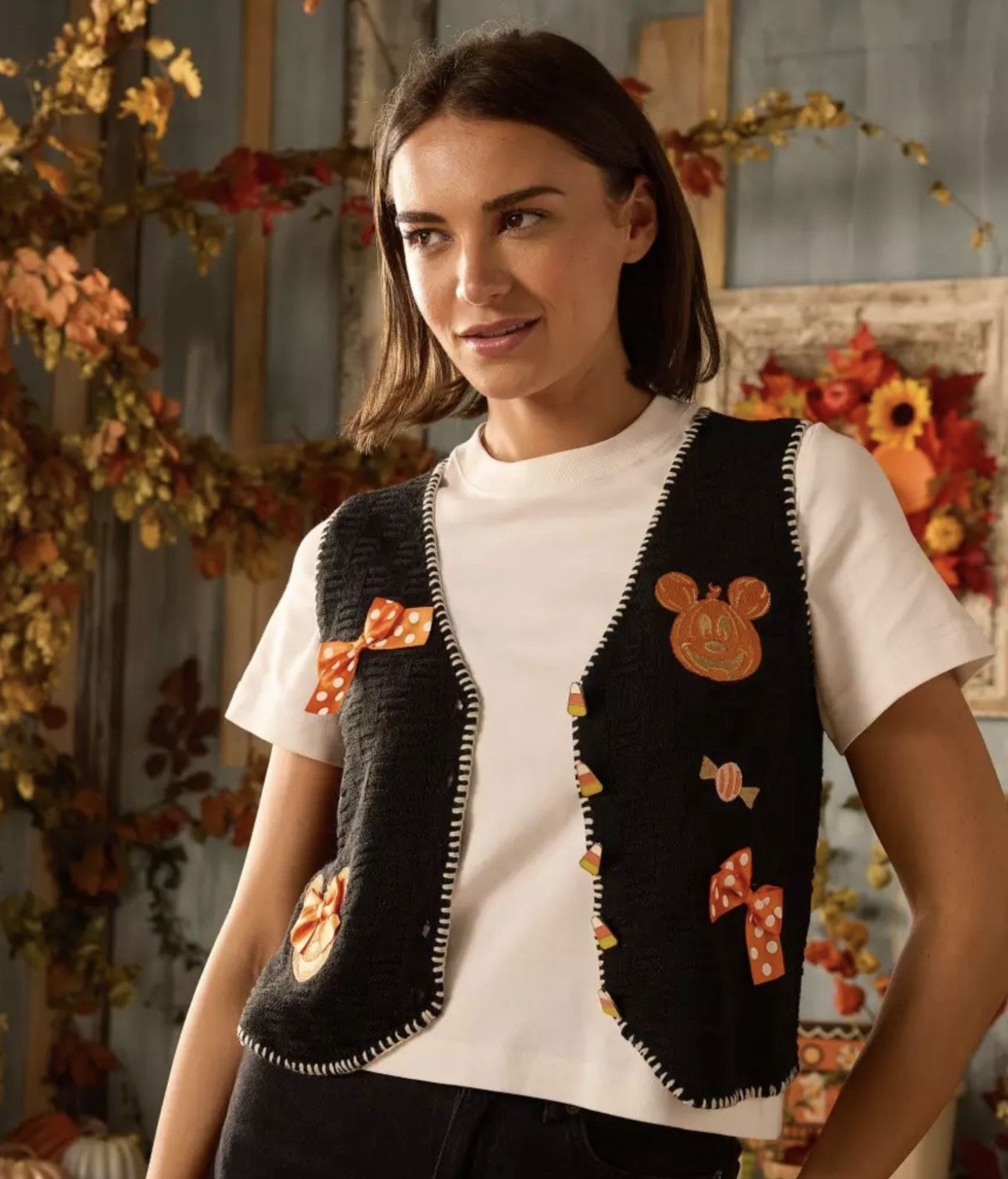 Disney Mickey and Minnie Mouse Halloween Sweater Vest for Women by Her Universe