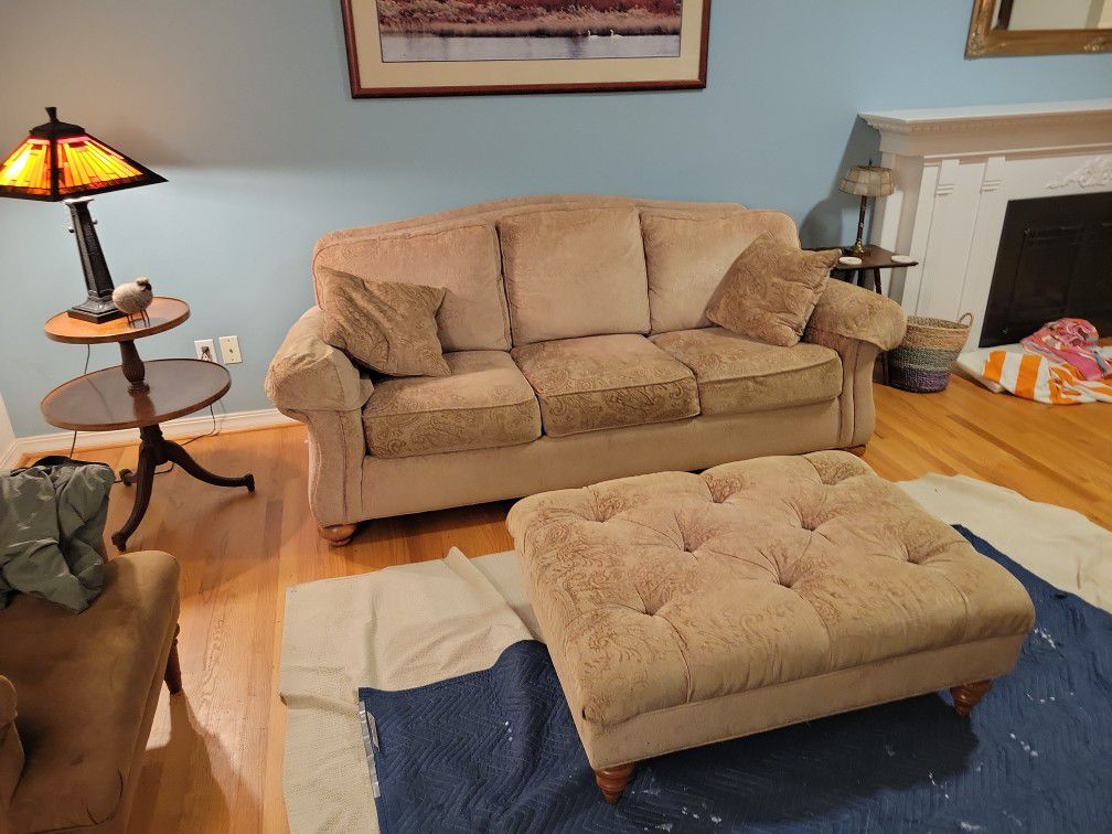 Couch with Ottoman Ethan Allen