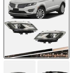 BGYUHWQ Headlight Assembly for 2015-2019 Lincoln MKC Left Driver and Right Passenger Side HID/Xenon Headlight with LED
