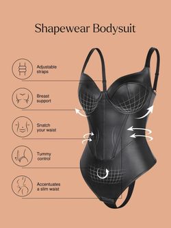 Faux leather hourglass-shaping bodysuit