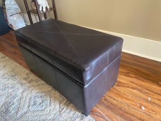 Brown leather storage ottoman