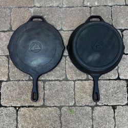 Ozark 12” Cast Iron 2 In 1 Frying Pan Skillet With Griddle Lid RARE