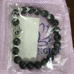 (2) Lava Stone Hamsa Mala Bracelets (NEW)