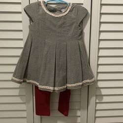 Gray Top With Burgundy Leggings