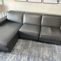 West Elm Gray Axel 3-piece Reclining Chaise Sectional