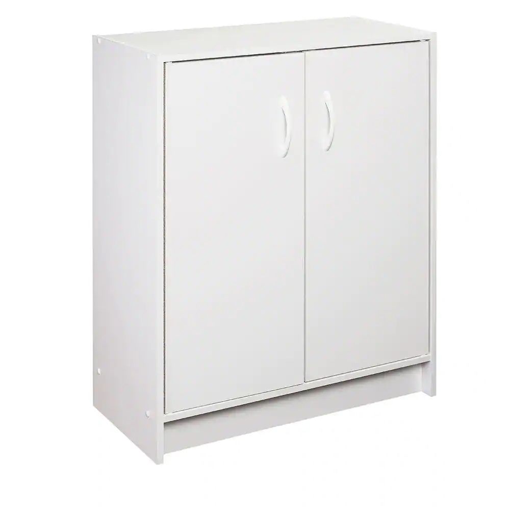 32 in. H x 24 in. W x 12 in. D White Wood Look 2-Door Stackable Storage Organizer