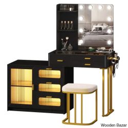 Makeup Vanity With Cabinet And Lighting