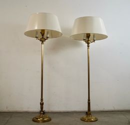 Pair of 1970’s Hollywood Regency Brass Floor Lamps by Stiffel