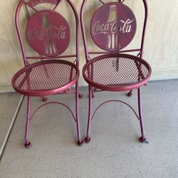 2-Vintage Metal Coca Cola  Fold-up  Chairs