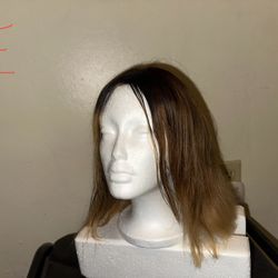 Realistic Wig – Brown to Blonde Ombre – Medium Length 
