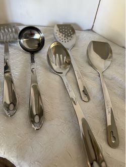 WOLFGANG PUCK NEW 7 PIECE BISTRO ELITE HEAVY STAINLESS STEEL Cooking UTENSIL SET RARE $80 no box