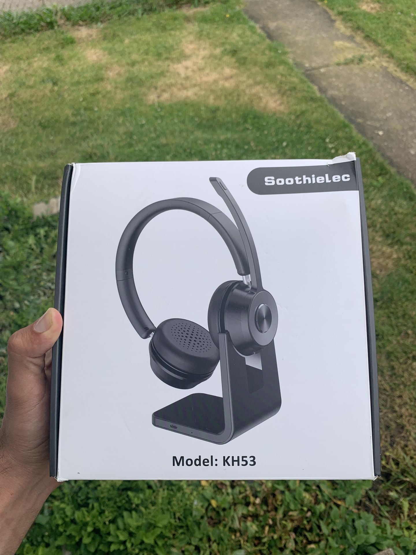 Bluetooth Headset V5.1 – Noise Cancelling Mic, 40H Battery, Charging Base + Dongle – Great for Office/Remote Work