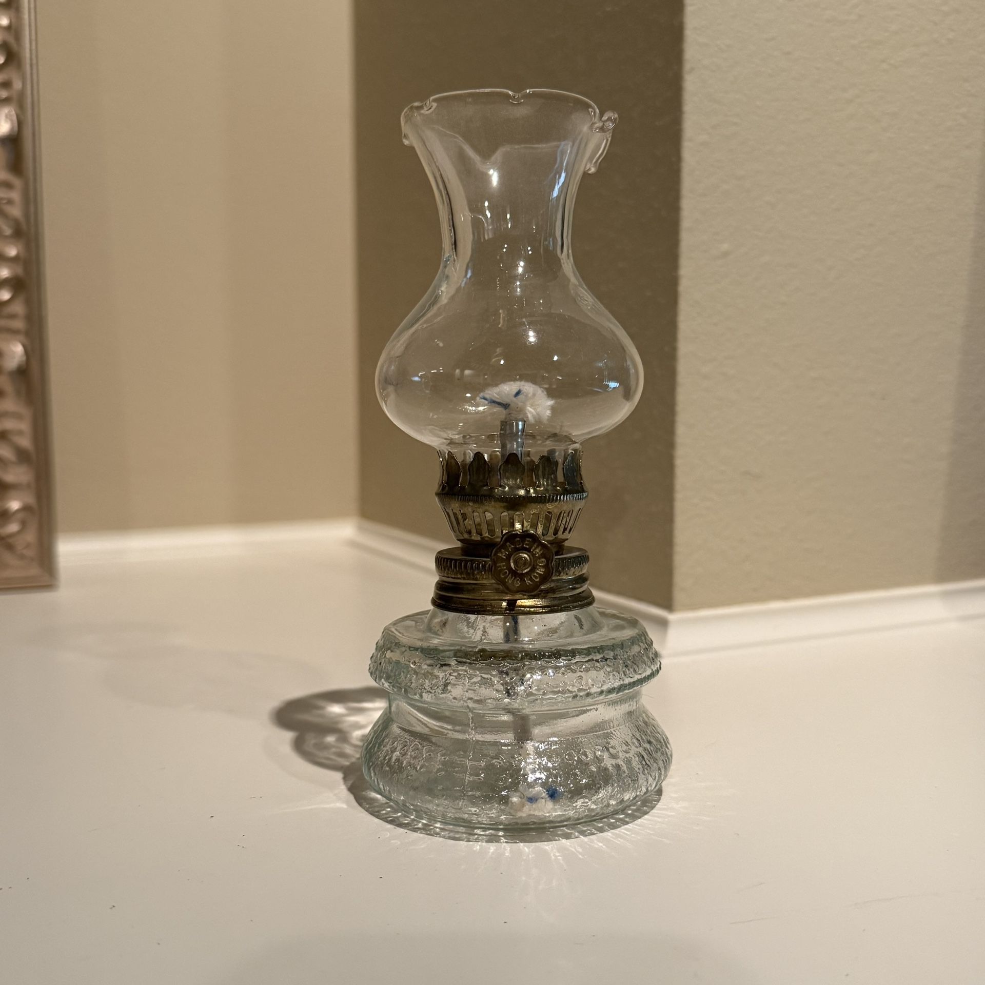 Vintage Mini Glass Oil Lamp Decor Antique