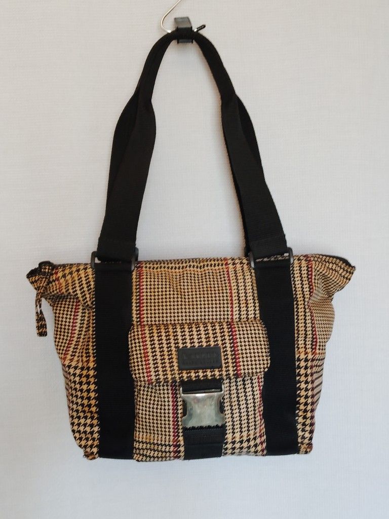 Lauren Ralph Lauren Satchel Tote Nylon Houndstooth Print Double Handle - Medium 
