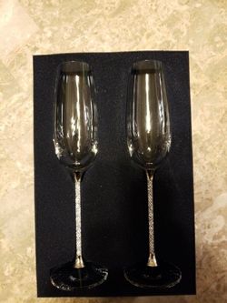 Swarovski Crystal champagne flutes still in box