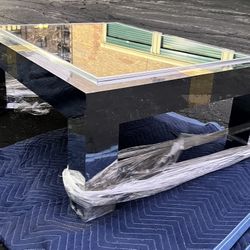 Coffee Table Mirrored Chrome Regency Post Modern Parsons 