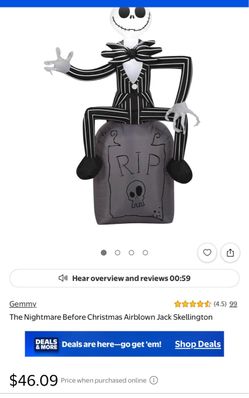 Air blown inflatable Jack Skellington yard decoration