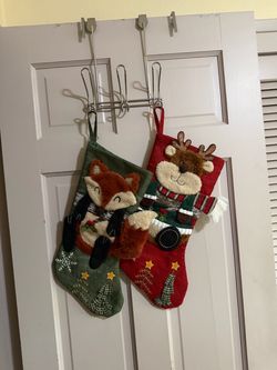 Set Of Holiday Christmas Stockings Fox & Reindeer Set Of 2