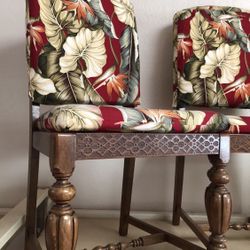 FOUR CHAIR SET $65 Solid Wood Scroll Hand Carved 