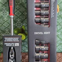 ICON 3/8 in. Drive SAE Impact Swivel Socket Set, 12-Piece  with  G2 3/8 in  14 in  long locking flex  ratchet  with comfort grip 