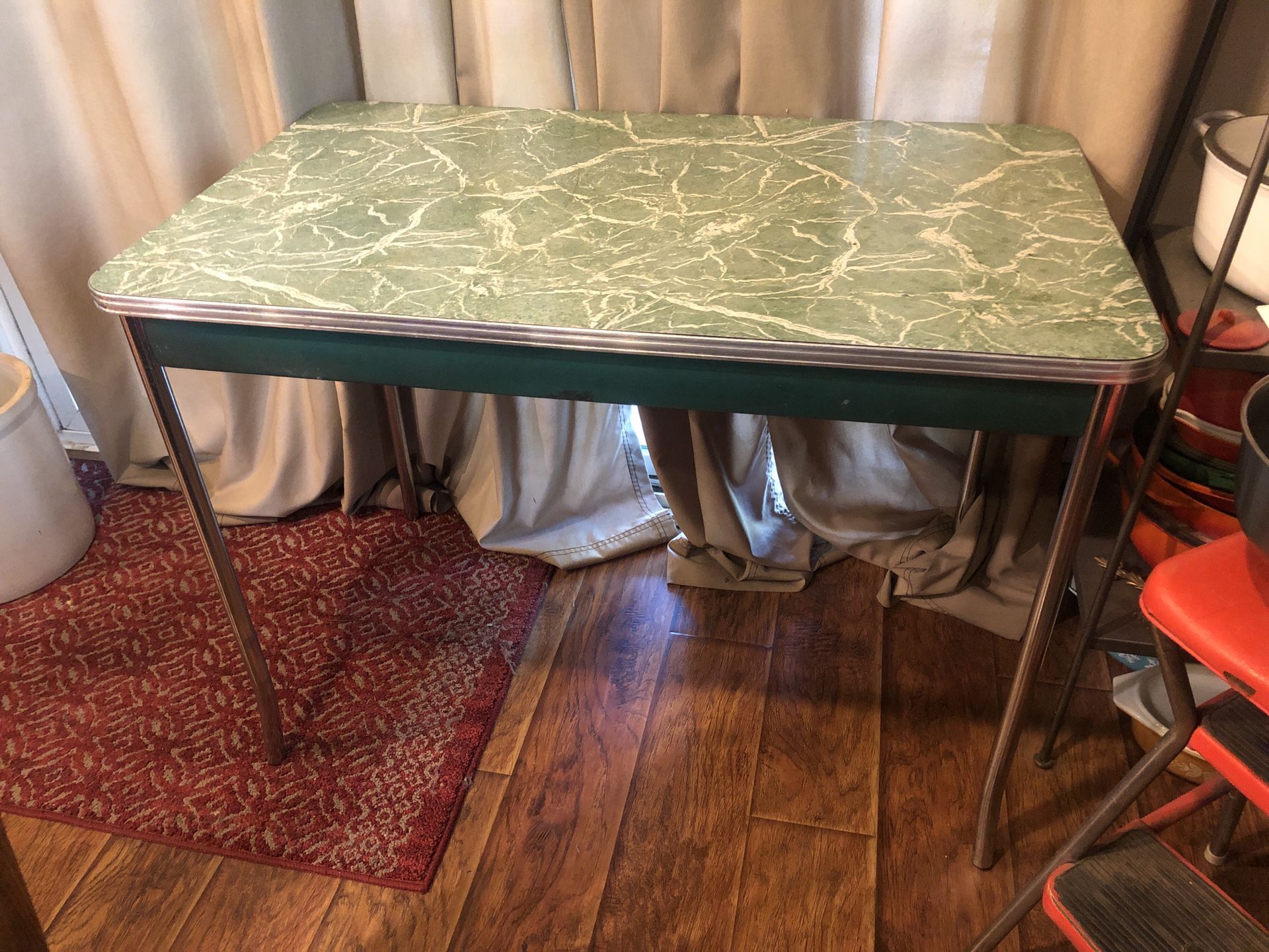 Vintage 1950's Green Formica Kitchen Dinette Table Retro Mid Century