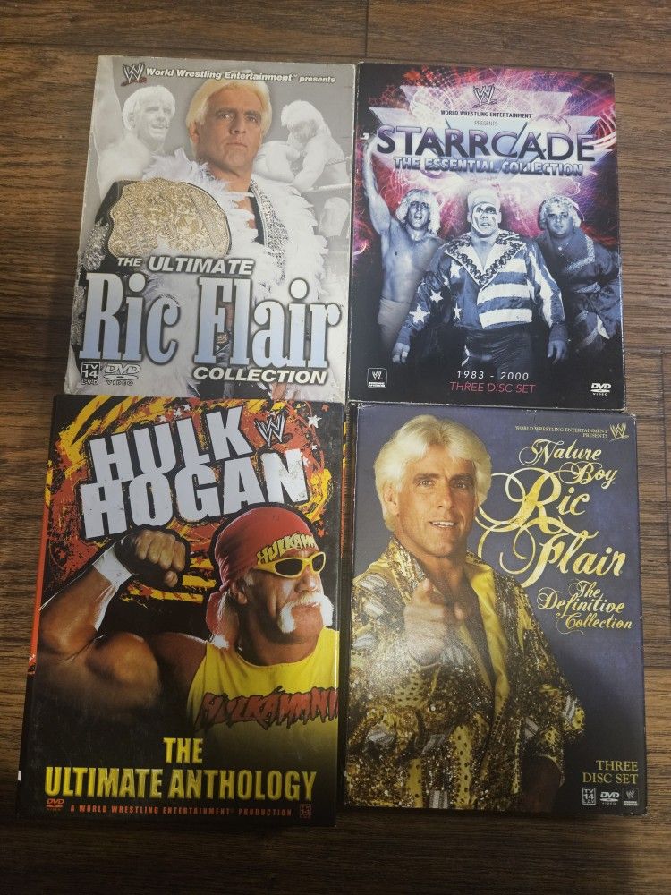 WWE Lot Of 4 DVD Set Hulk Hogan Anthology Starscade Ric Flair Collection 13 Disc