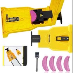 Portable Chainsaw Sharpener with 4 Fast Sharpening Stones, Universal Chainsaw Blade Sharpener, Chainsaw Teeth Sharpener, Chain Saw Sharpener Tool for 